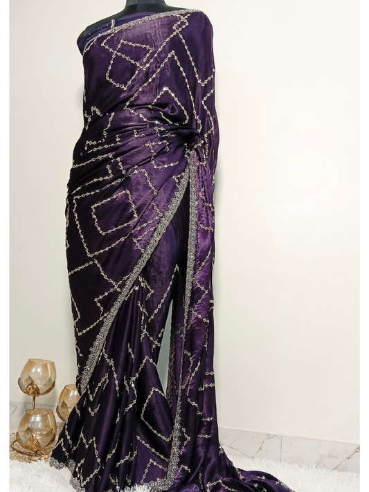 Satin Heavy Work Saree