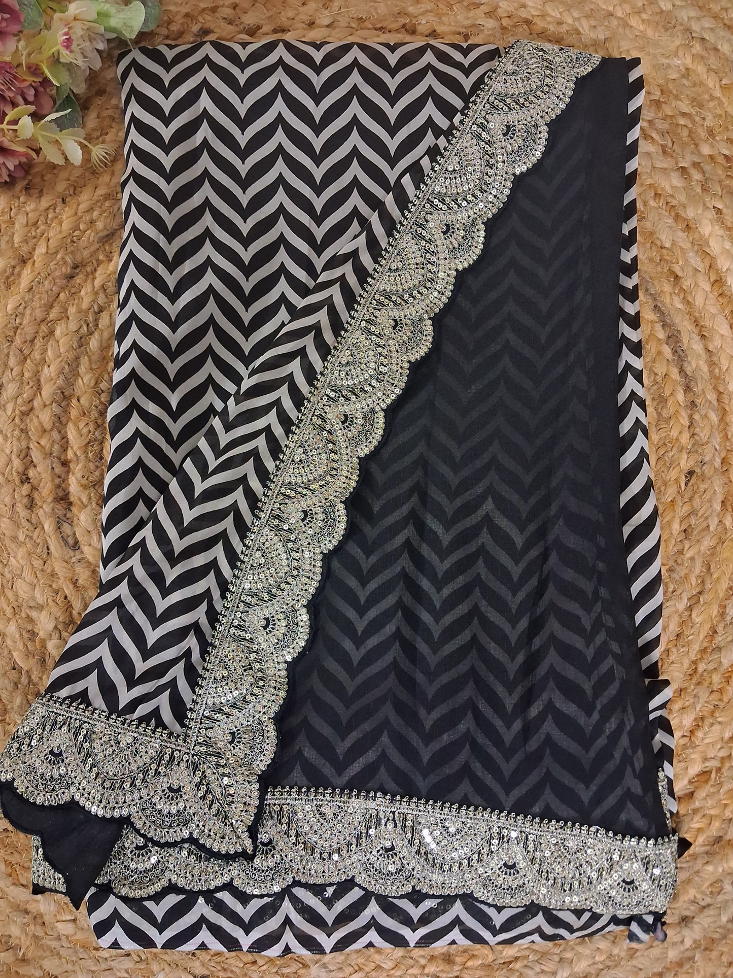 Crepe Satin Saree with Plain Blouse