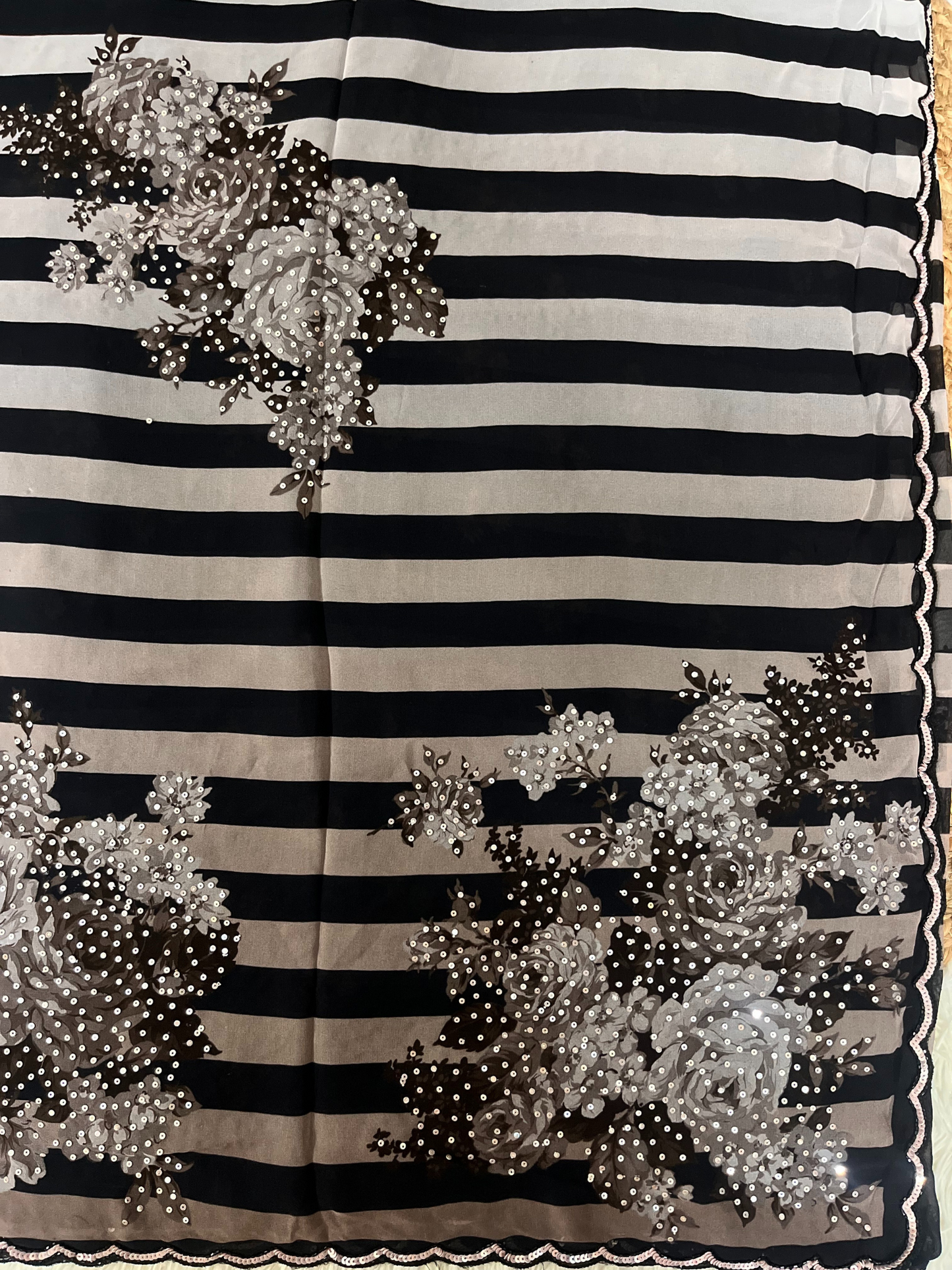 Digital Print Chinon Chiffon Saree with Highlights
