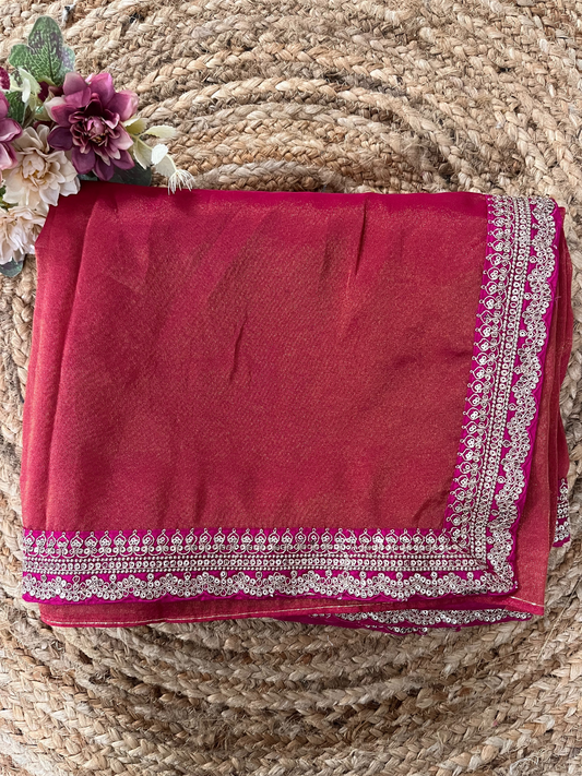 Pure Tissue Designer Saree In Shaded Dye